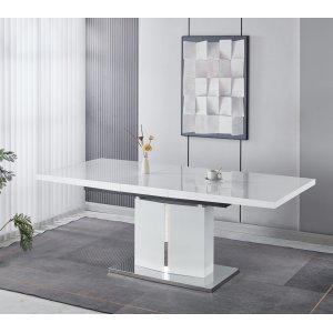 Rartliff matbord 160-200 cm förlängningsbart - Vit / Metall Rartliff matbord 160-200 cm förlängningsbart - Vit / Metall