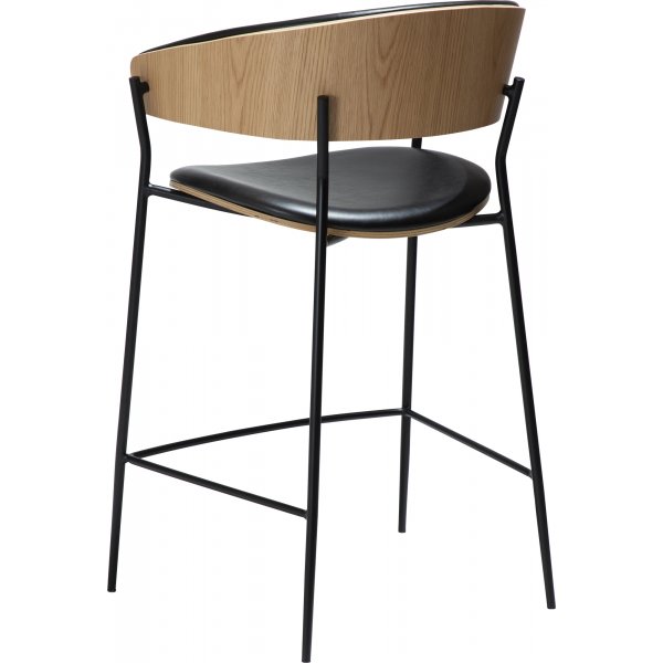 Chaise de comptoir pour lit bébé - PU noir/placage chêne Chaise de comptoir pour lit bébé - PU noir/placage chêne