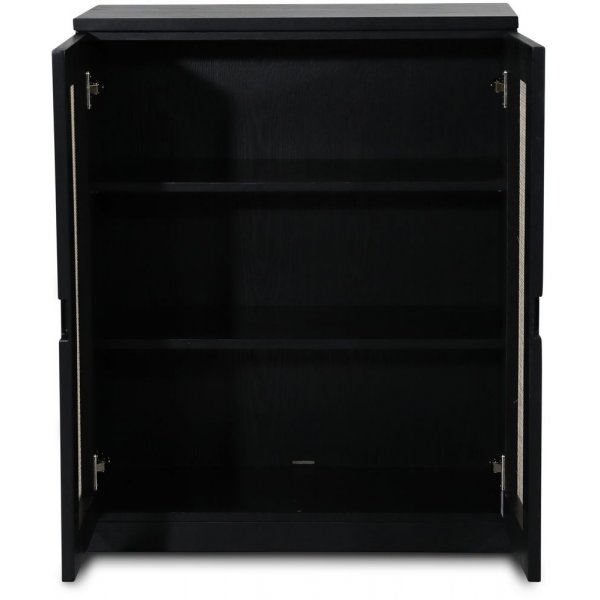 Level skåp i svartbetsad ek med dörrar i rotting Level skåp i svartbetsad ek med dörrar i rotting