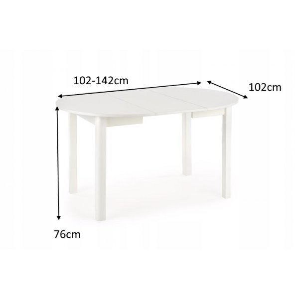 Matbord vitt förlängningsbart 102-142 cm + Möbeltassar Matbord vitt förlängningsbart 102-142 cm + Möbeltassar