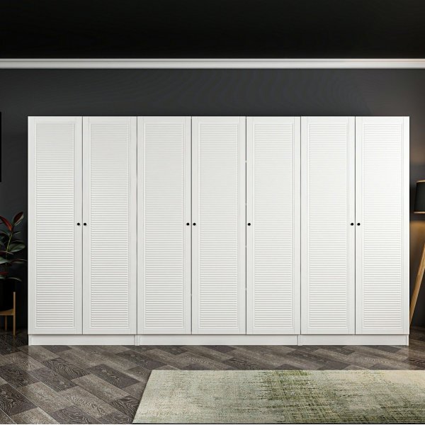 Armoire Larett 315 cm, variante A - Blanc