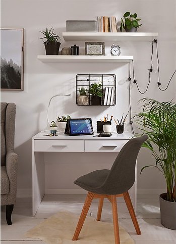 Bureau Nepo Plus avec 2 tiroirs 100 x 59 cm - Blanc Bureau Nepo Plus avec 2 tiroirs 100 x 59 cm - Blanc