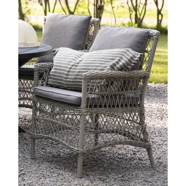 Chaise de salle  manger d\\\'extrieur en rotin gris avec coussin