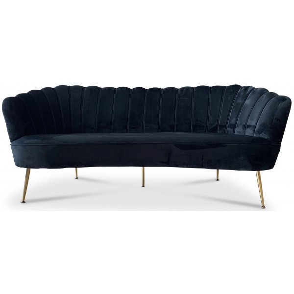 Snckan 3-sits soffa - Svart sammet / Mssing