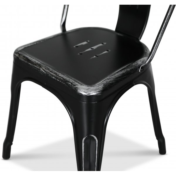 Plåtstol Industry Ingo i plåt - Borstad Svart / Silver + Möbeltassar Plåtstol Industry Ingo i plåt - Borstad Svart / Silver + Möbeltassar