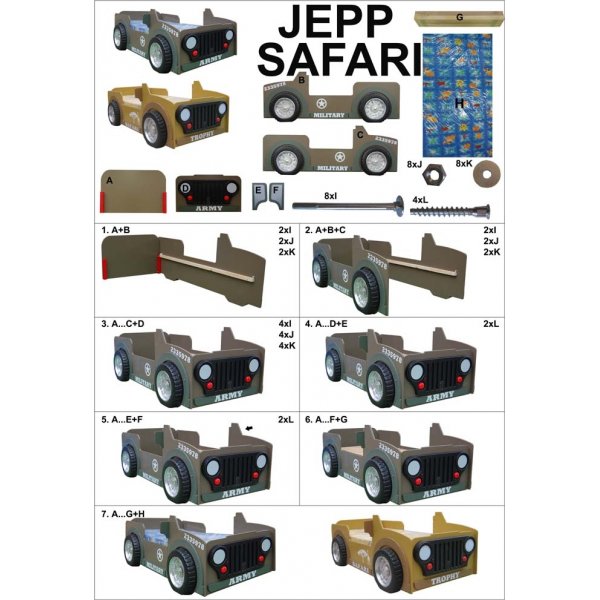 Jeep safari barnsäng - Gul Jeep safari barnsäng - Gul