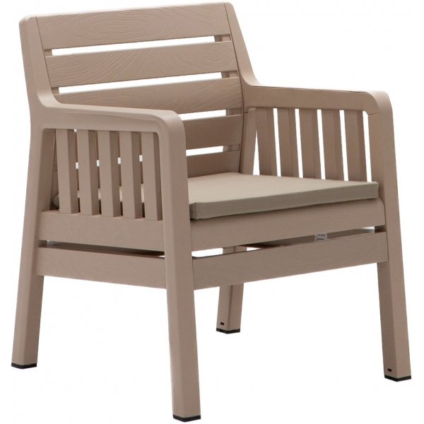 Groupe salon Lara avec canapé 3 places, 2 fauteuils et table - Cappuccino Groupe salon Lara avec canapé 3 places, 2 fauteuils et table - Cappuccino