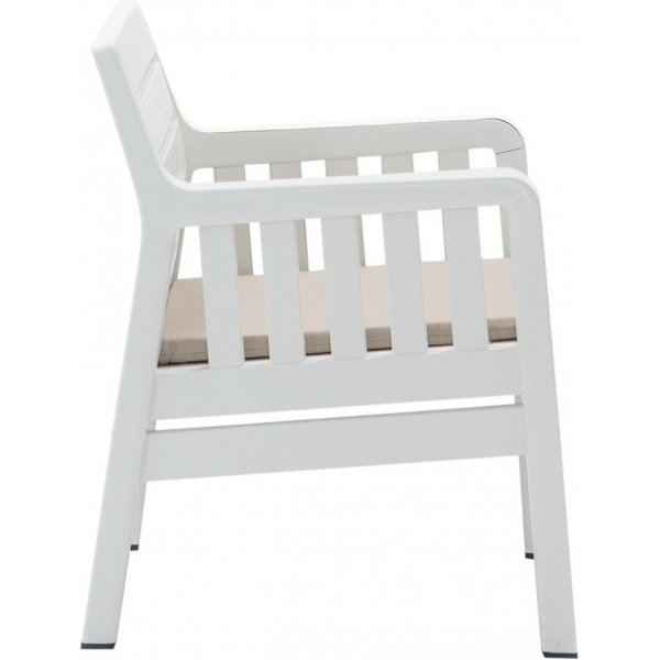 Lara loungegrupp med 3-sits soffa, 2 ftljer och bord - Vit