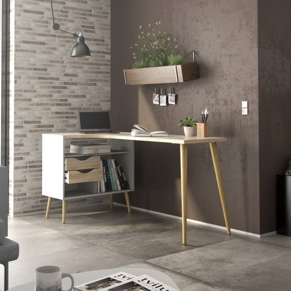 Bureau Oslo 145 x 81 cm - Blanc/chne