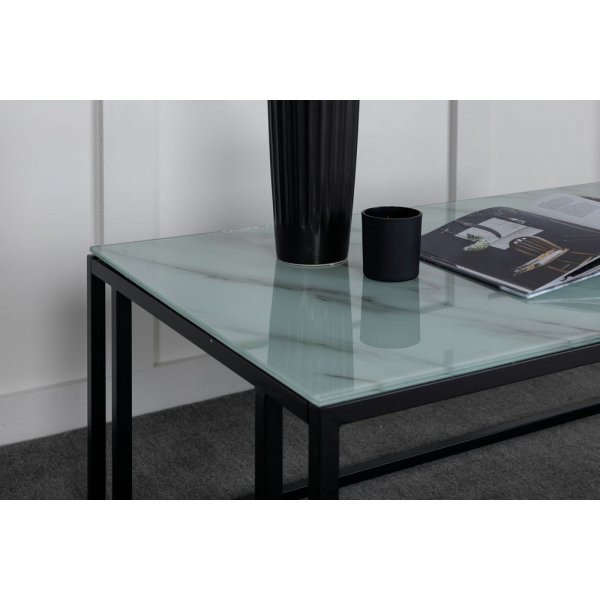 Link soffbord 120 x 60 cm - Svart/vit