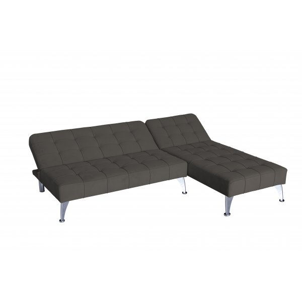 Bddsoffa med divan brun sammet 198 cm