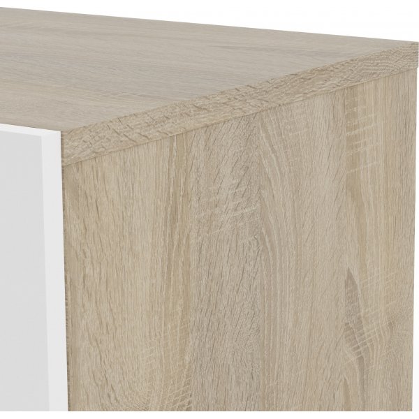 Pepe brede ladekast met 4 lades - Eiken/wit Pepe brede ladekast met 4 lades - Eiken/wit