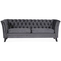 Chesterfield Liverpool 3-sits soffa - mörkgrå sammet Chesterfield Liverpool 3-sits soffa - mörkgrå sammet