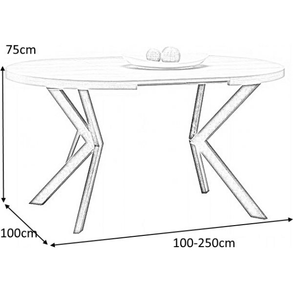 Table  manger Nastro 100-250 cm - Chne/blanc