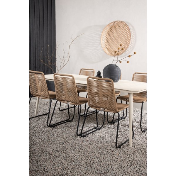 Lina utematgrupp med 6 st Lindos stolar - Beige/Brun Lina utematgrupp med 6 st Lindos stolar - Beige/Brun
