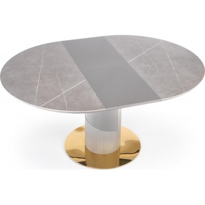 Muscat matbord 120-160 x 120 cm - Gr marmor/ljusgr/guld