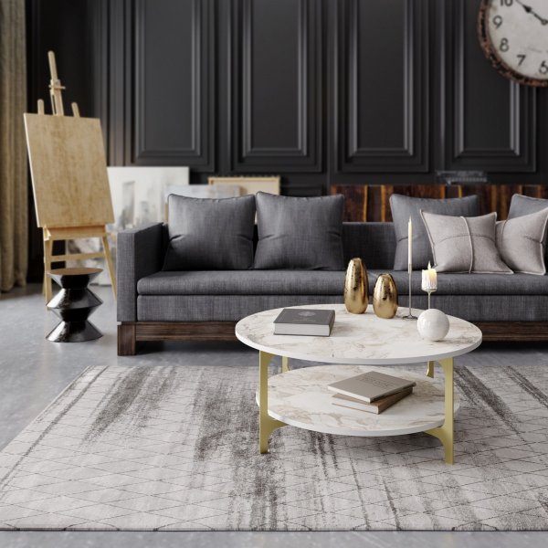 Table basse Versy 90 x 36,8 cm - Or/marbre blanc Table basse Versy 90 x 36,8 cm - Or/marbre blanc