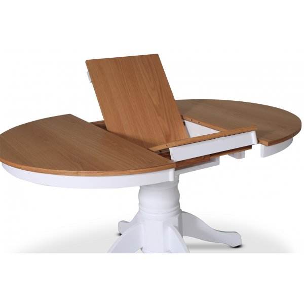 Matbord runt frlngningsbart 106-141 cm - Vit / Oljad Ek