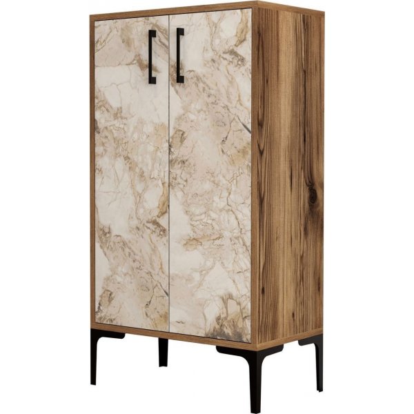 Praagse schoenenkast - Walnoot/wit marmer Praagse schoenenkast - Walnoot/wit marmer