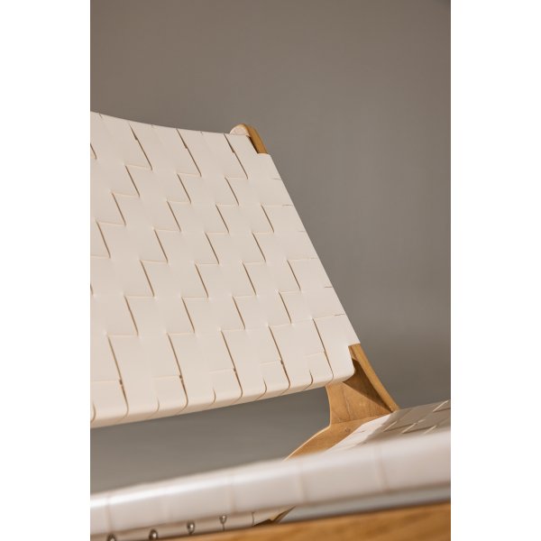 Chaise longue Rike - PU crème/teck Chaise longue Rike - PU crème/teck