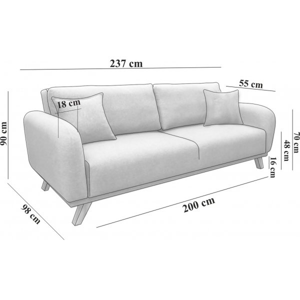 Canap-lit Kronos 3 places Gris