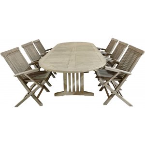 Saltö ovalt matbord i teak 180-240 cm butterfly - Grå teak + Träolja för möbler Saltö ovalt matbord i teak 180-240 cm butterfly - Grå teak + Träolja för möbler