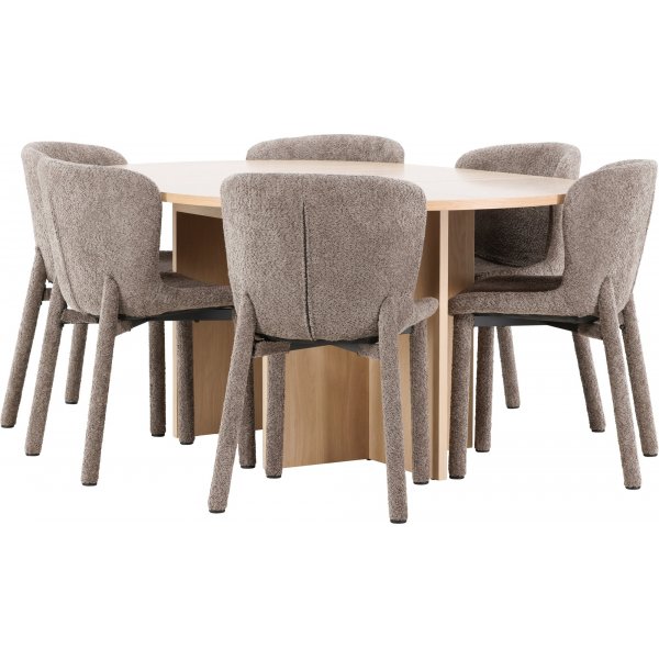 Matbord Strada med 6 st Astoria stolar - Beige/whitewash Matbord Strada med 6 st Astoria stolar - Beige/whitewash