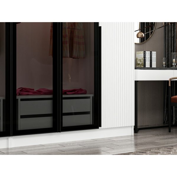 Cikani kledingkast met spiegeldeuren 225x52x210 cm - Wit Cikani kledingkast met spiegeldeuren 225x52x210 cm - Wit