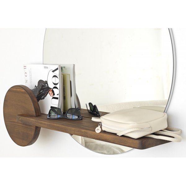 Point wandspiegel met plank - Walnoot