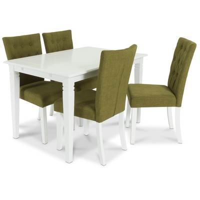 Sandhamn matgrupp 120 cm bord med 4 Crocket stolar i Grönt tyg