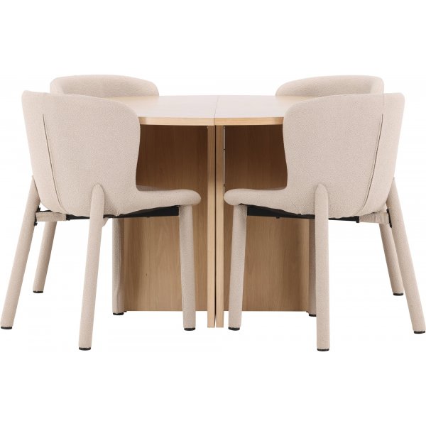 Matbord Strada med 4 st Astoria stolar - Beige/whitewash + 3.00 x Mbeltassar