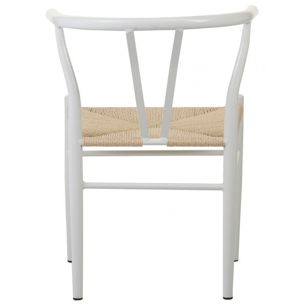 Vit stol med armstd i metall