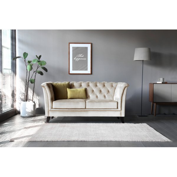 Bank 2-zits chesterfield beige - Milton
