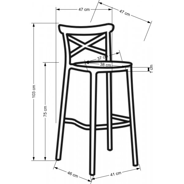 Tabouret de bar Plican 111 - Noir/beige