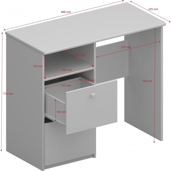 Bureau Memphis 90 x 42,5 cm - Gris Bureau Memphis 90 x 42,5 cm - Gris