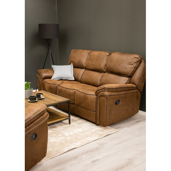 3-sits reclinersoffa brun - Riverdale + Textilrengöring för möbler 3-sits reclinersoffa brun - Riverdale + Textilrengöring för möbler