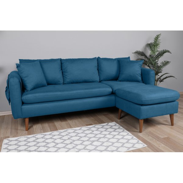 Canap divan droit Sofia - Bleu fonc