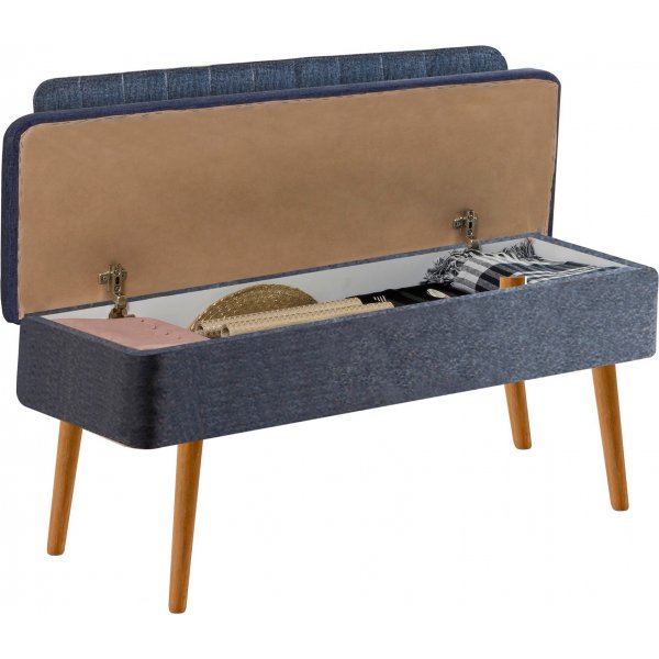 Banc Vina avec dossier - Pin/bleu fonc