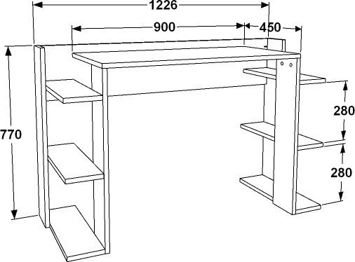 Bureau Platanus Blanc/chne - 122,7 x 45 cm