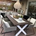 Kundbild Nomi matbord med vita X-ben - Brunbetsat ek
