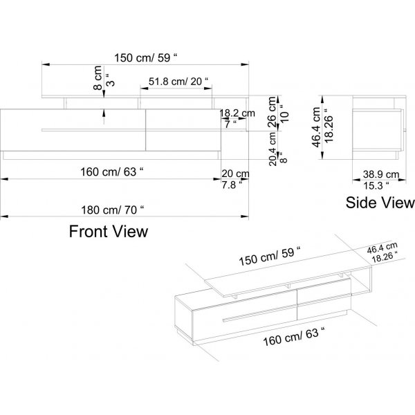 Pia TV-bnk - Valnt/vit
