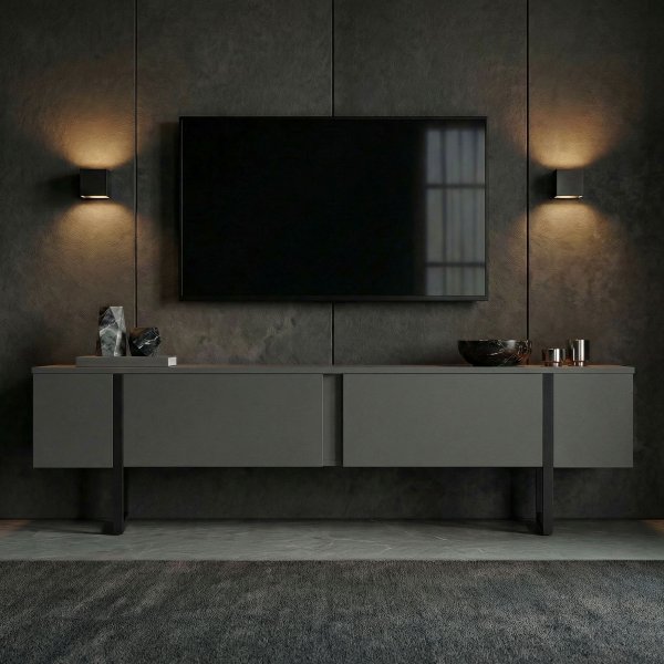 TV-b�nk Orost 180 cm - Antracit/svart