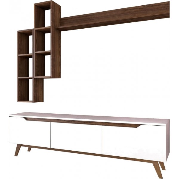 Marlon tv-möbel - Vit/valnöt Marlon tv-möbel - Vit/valnöt