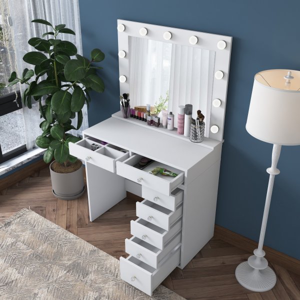 Bijou sminkbord 15 - 90 x 44,5 cm - Vit Bijou sminkbord 15 - 90 x 44,5 cm - Vit