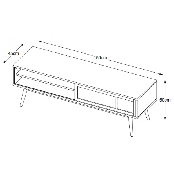 Banc TV Yuma chêne fumé 150 cm Banc TV Yuma chêne fumé 150 cm