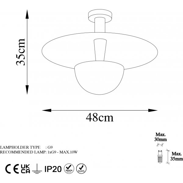 Plafonnier Kurt Ø48 cm - Cuivre Plafonnier Kurt Ø48 cm - Cuivre