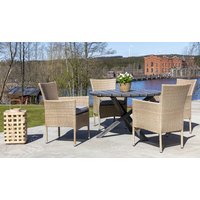 Vancouver utematgrupp med 4 st fåtöljer och matbord Ø112 cm - Natur Vancouver utematgrupp med 4 st fåtöljer och matbord Ø112 cm - Natur
