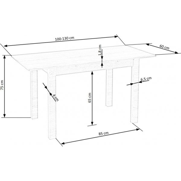 Table à manger Dulce 100-138 cm - Noir Table à manger Dulce 100-138 cm - Noir