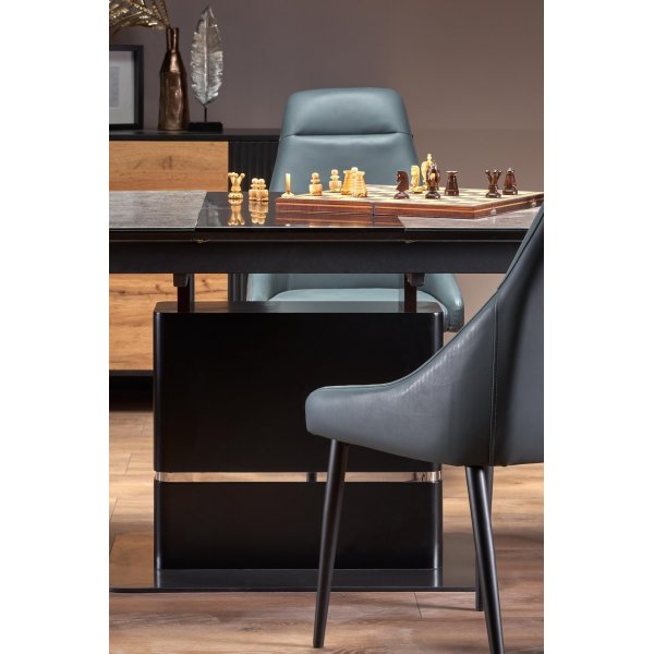 Table à manger Martin 160-200 x 90 cm - Gris foncé/noir Table à manger Martin 160-200 x 90 cm - Gris foncé/noir