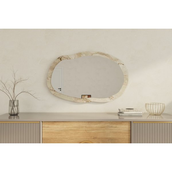 Miroir mural lche - Marbre blanc